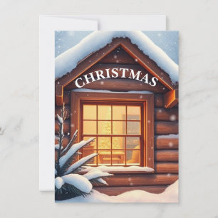 Cosy Christmas Window Snowfall Holiday Card
