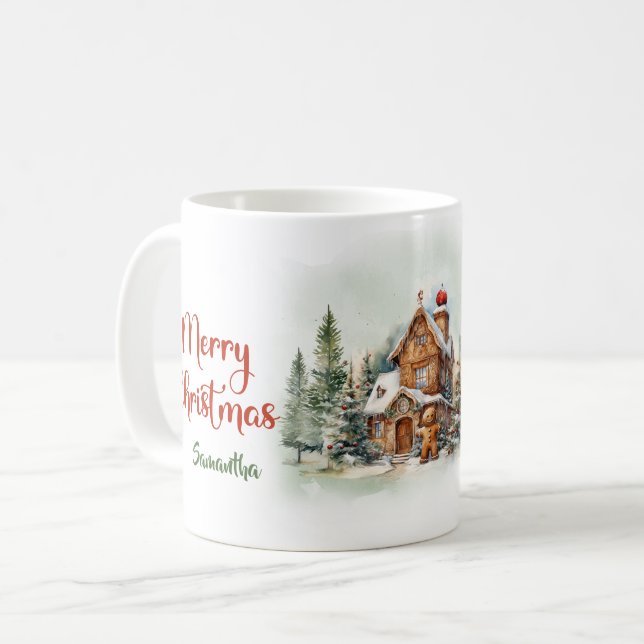 Cosy Christmas winter forest with gnome Coffee Mug (Front Left)