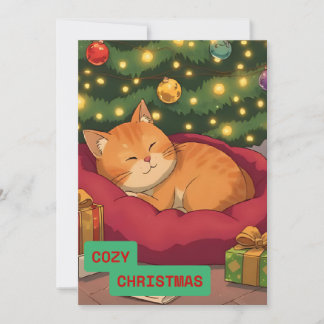 Cosy Christmas with a Cute Cat Holiday Card