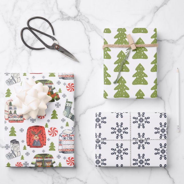 Cosy Christmas Wrapping Paper Set of 3 (Front)