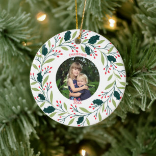 Cosy Christmas Wreath Photo  Ceramic Tree Decoration