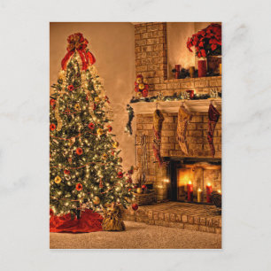 Cosy Chrsitmas Tree Room Postcard