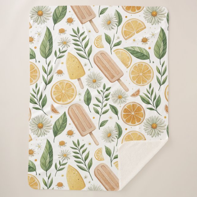 Cosy Citrus Popsicle Sherpa Blanket – Large (Front)