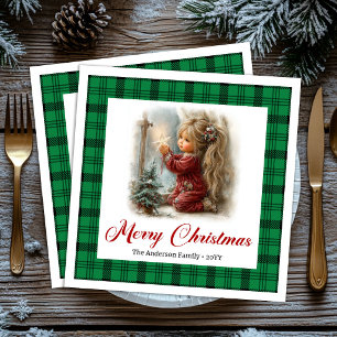 Cosy Classic Family Dinner Christmas Scene Napkins