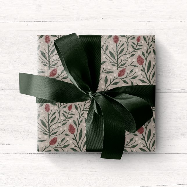Cosy Classic Floral Christmas Pattern Wrapping Paper (Creator Uploaded)