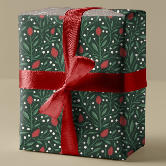 Cosy Classic Floral Christmas Pattern Wrapping Paper (Creator Uploaded)