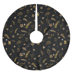 Cosy Classic Gold Arch Christmas Pattern Black Brushed Polyester Tree Skirt