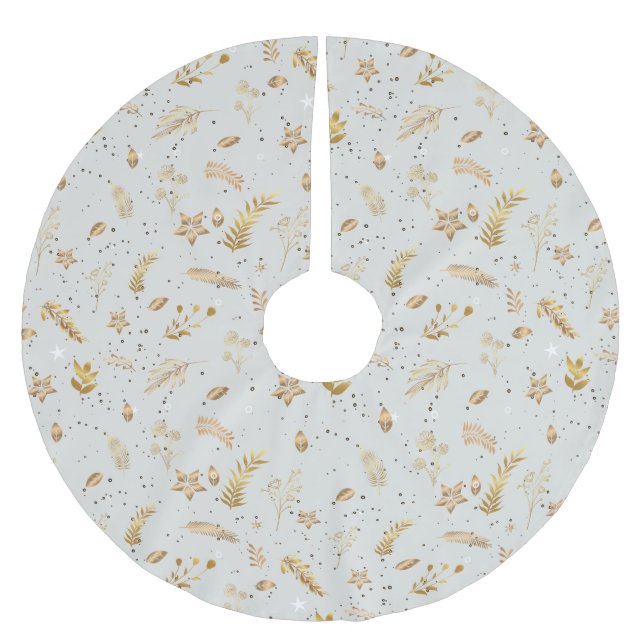 Cosy Classic Gold Arch Christmas Pattern white Brushed Polyester Tree Skirt (Front)
