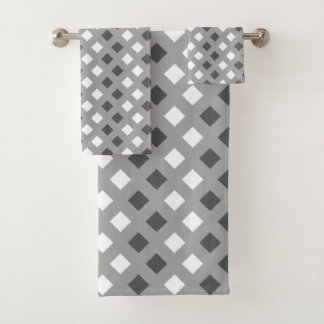 Cosy Classic Plaid Light Grey Bathroom Towel Set