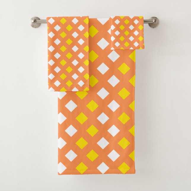 Cosy Classic Plaid Orange Bathroom Towel Set (Insitu)