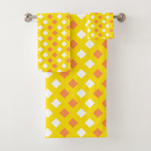 Cosy Classic Plaid Yellow Bathroom Towel Set