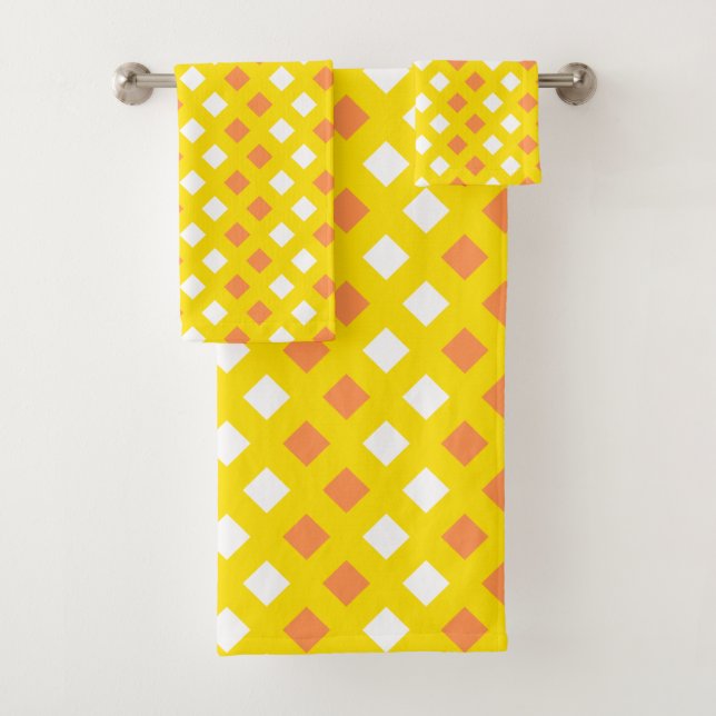 Cosy Classic Plaid Yellow Bathroom Towel Set (Insitu)