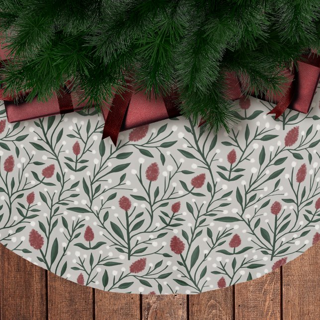 Cosy Classic Rustic Floral Christmas Pattern Brushed Polyester Tree Skirt (Creator Uploaded)