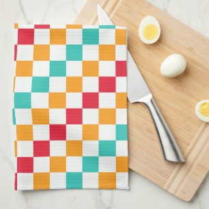 Cosy classroom diagonal chequerboard pattern tea towel
