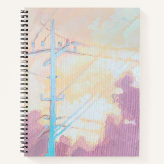 Cosy clouds powerlines notebook original art