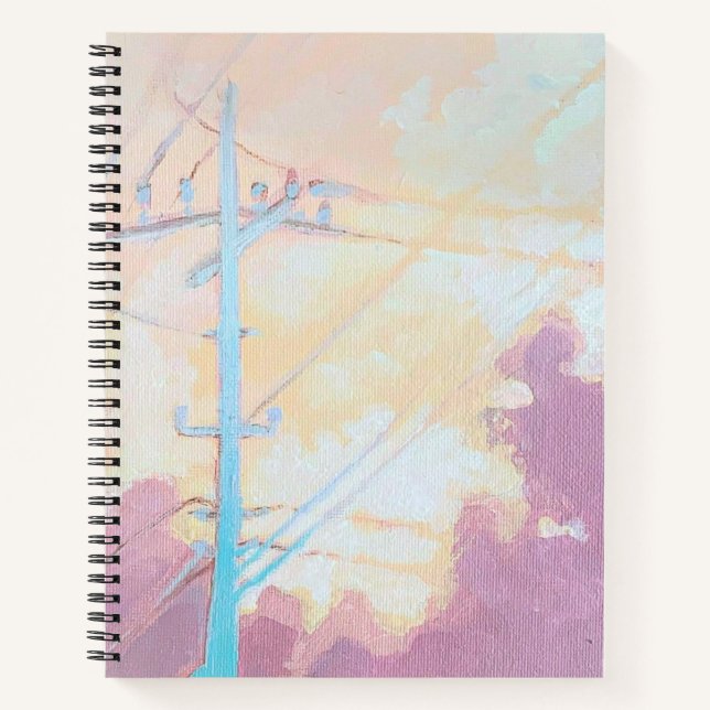 Cosy clouds powerlines notebook original art (Front)