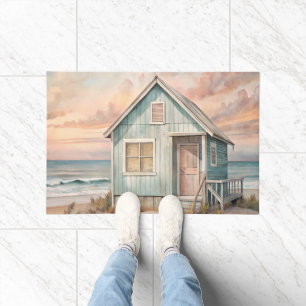 Cosy Coastal Cottage Beach House Watercolor Doormat