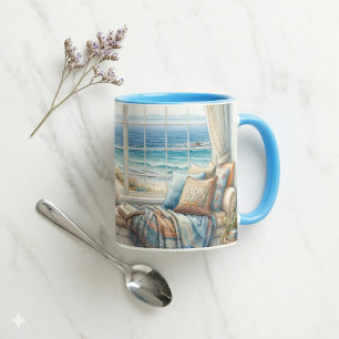 Cosy Coastal Window Seat Cottagecore Mug