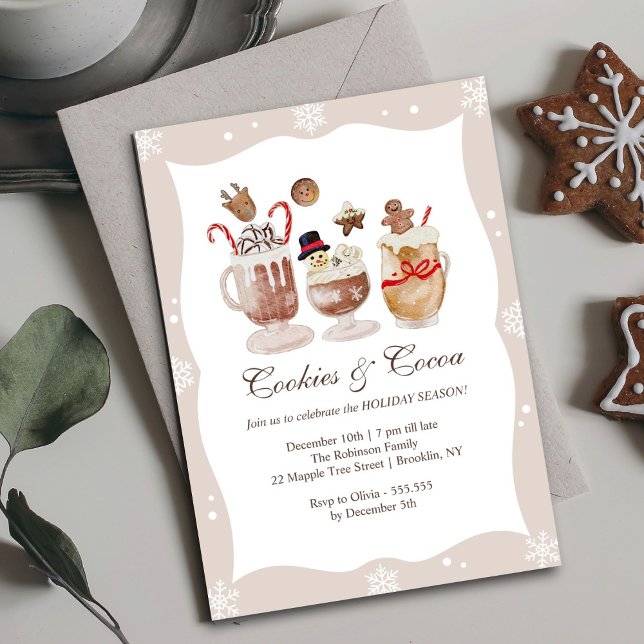 Cosy Cocoa and Cookies Christmas Holiday Party Invitation (Creator Uploaded)