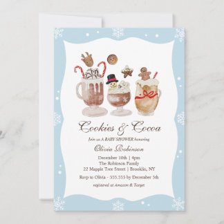 Cosy Cocoa and Cookies Winter baby shower Invitation