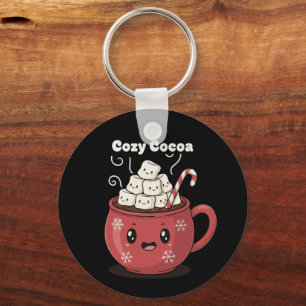 Cosy Cocoa Cute Kawaii Hot Chocolate Christmas  Key Ring