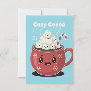 Cosy Cocoa Cute Kawaii Hot Chocolate Christmas  Thank You Card