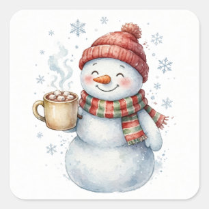 Cosy Cocoa Snowman Christmas Sticker