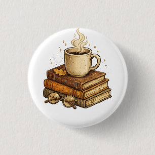 Cosy Coffee and Books Vintage Aesthetic Throw Pill 3 Cm Round Badge