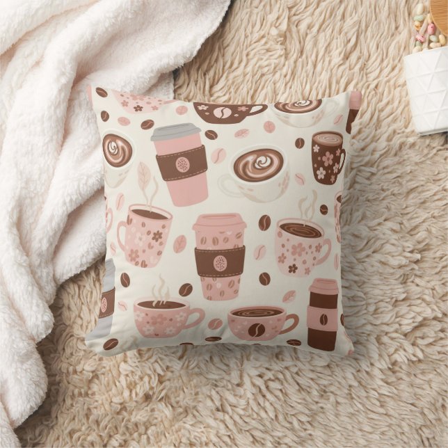 Cosy Coffee Cup Pattern (10) Cushion (Blanket)