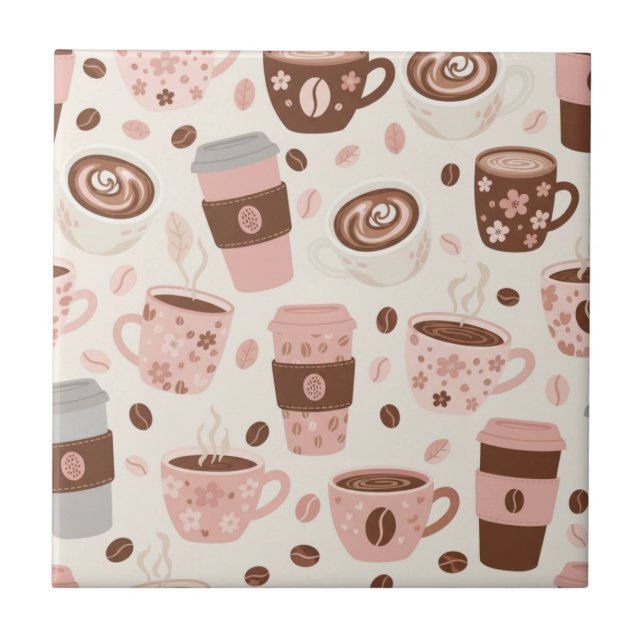 Cosy Coffee Cup Pattern (10) Tile (Front)