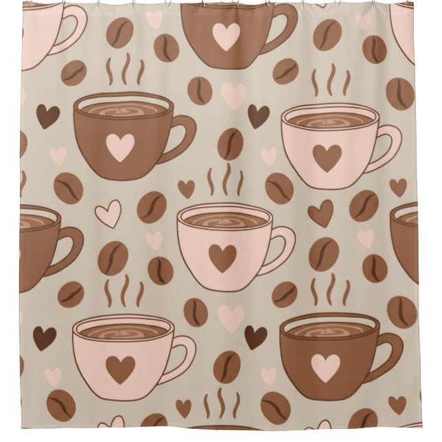 Cosy Coffee Cup Pattern (11) Shower Curtain (Front)