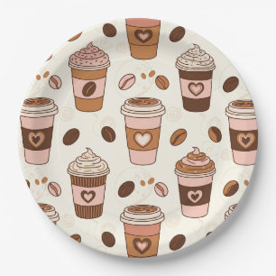 Cosy Coffee Cup Pattern (12) Paper Plate