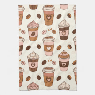 Cosy Coffee Cup Pattern (12) Tea Towel