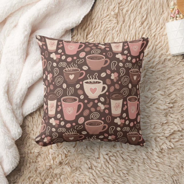Cosy Coffee Cup Pattern (2) Cushion (Blanket)