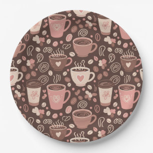 Cosy Coffee Cup Pattern (2) Paper Plate