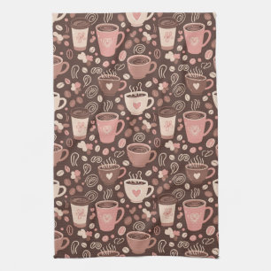 Cosy Coffee Cup Pattern (2) Tea Towel