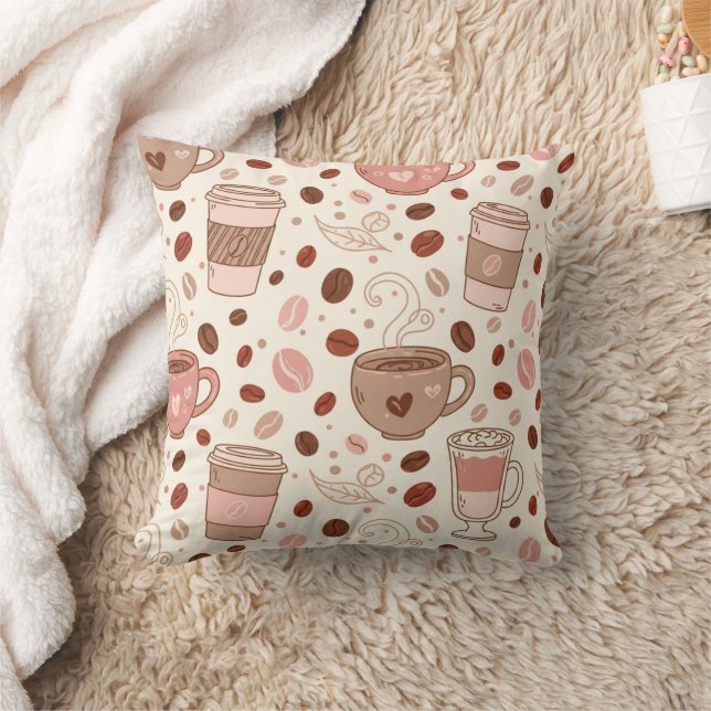 Cosy Coffee Cup Pattern (3) Cushion (Blanket)