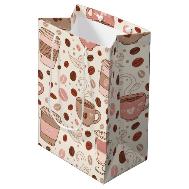 Cosy Coffee Cup Pattern (3) Medium Gift Bag (Front Angled)