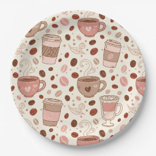 Cosy Coffee Cup Pattern (3) Paper Plate