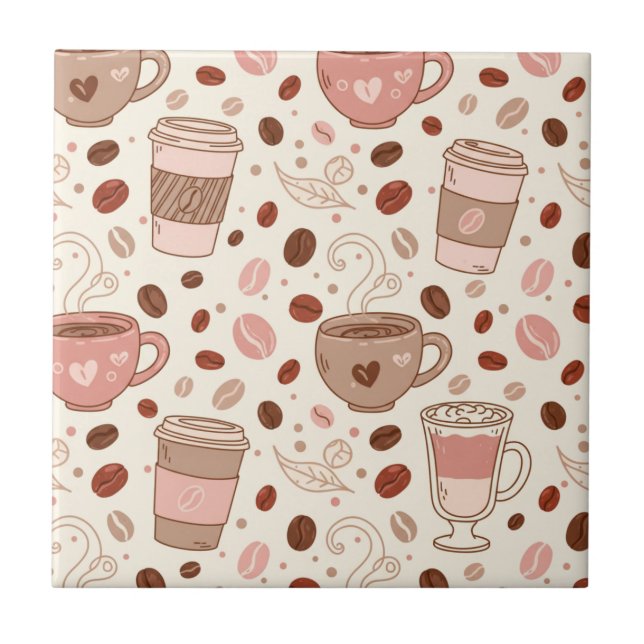 Cosy Coffee Cup Pattern (3) Tile (Front)