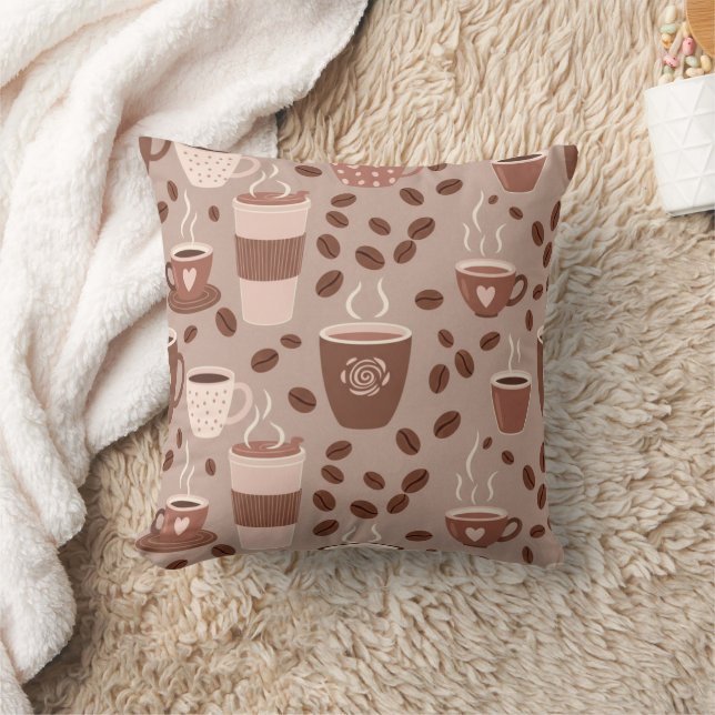 Cosy Coffee Cup Pattern (4) Cushion (Blanket)