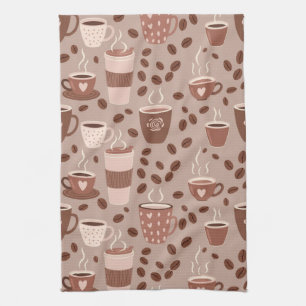 Cosy Coffee Cup Pattern (4) Tea Towel