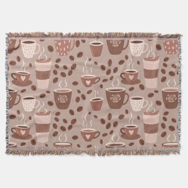 Cosy Coffee Cup Pattern (4) Throw Blanket (Front)