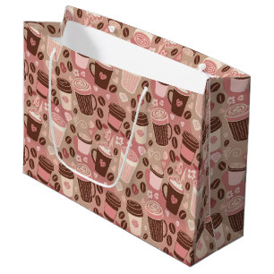 Cosy Coffee Cup Pattern (5) Large Gift Bag