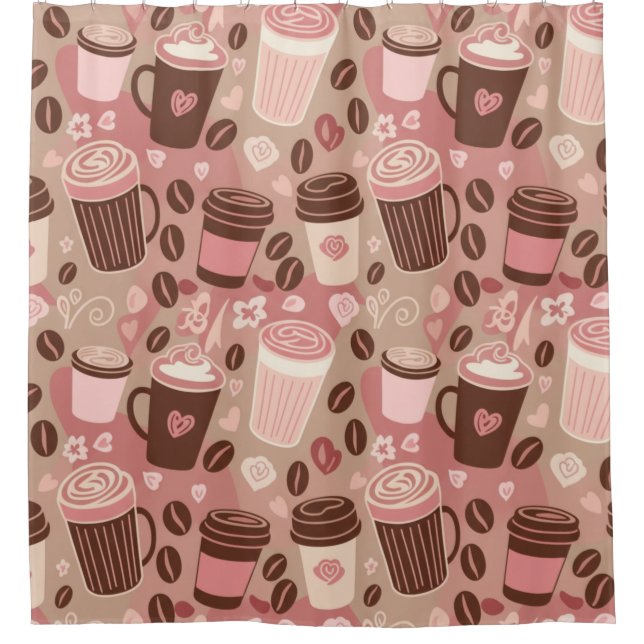 Cosy Coffee Cup Pattern (5) Shower Curtain (Front)