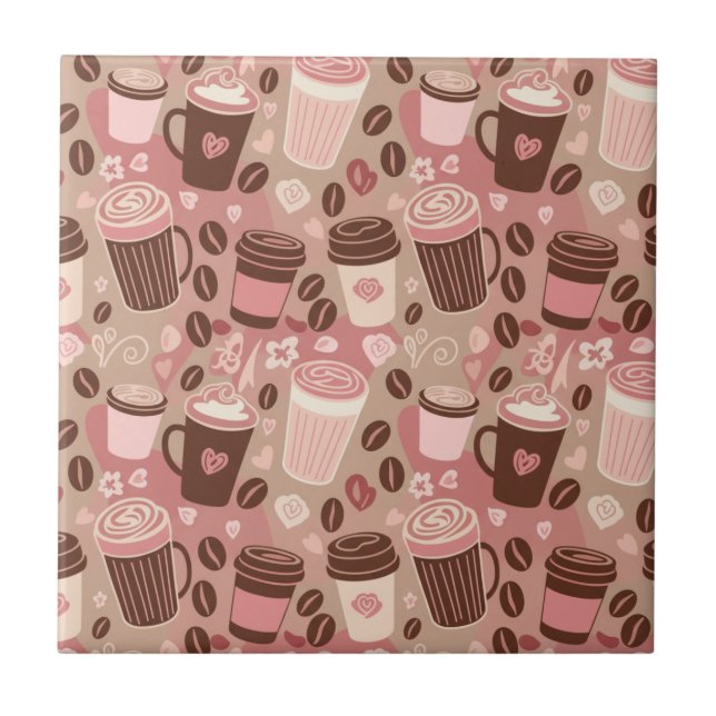 Cosy Coffee Cup Pattern (5) Tile (Front)