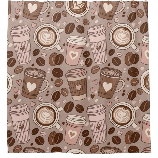 Cosy Coffee Cup Pattern (6) Shower Curtain (Front)