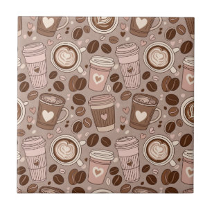 Cosy Coffee Cup Pattern (6) Tile