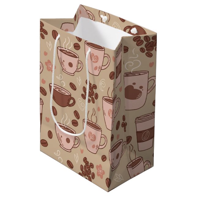 Cosy Coffee Cup Pattern (7) Medium Gift Bag (Front Angled)
