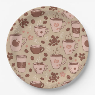 Cosy Coffee Cup Pattern (7) Paper Plate
